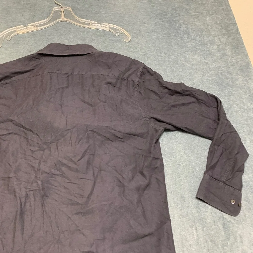 Banana Republic Tailored Slim Fit Shirt Mens Medium Black Herringbone Button Up